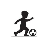 silhouette kid or boy playing ball vector