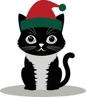 Cat with antlers its head and red nose ,cat Icon Set Design vector