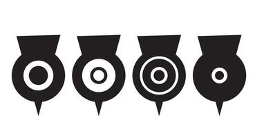 Four Unique Circular Symbols with Concentric Circles and Dots For Abstract Backgrounds vector