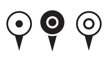 Three Unique Variations of Map Location Pins with Different Inner Circle Designs for Navigation and Geolocation vector