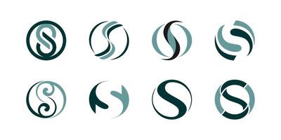 Set of S circle icon logo abstract shape business vector