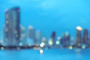 Bangkok skyline at night- Blurred bokeh background photo
