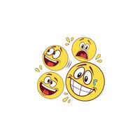 A cartoon smiley face with different expressions vector