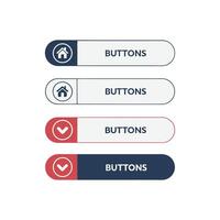 Four buttons with different icons and arrows vector