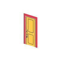 A cartoon illustration of a door with a handle vector