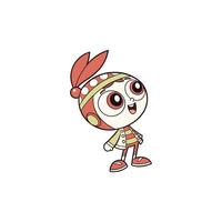 A cartoon character with a red hat and green pants vector