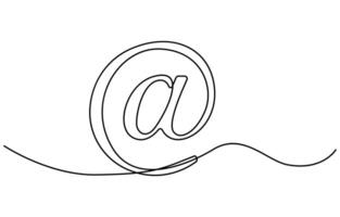 Continuous line art drawing At symbol icon vector