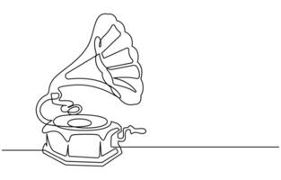 Continuous line art of Gramophone vector