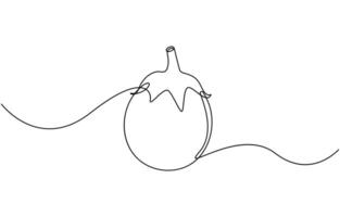 continuous line drawing eggplant vector