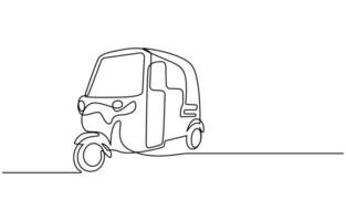 Continuous line drawing of traditional Bangkok transportation vector