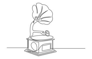 One line drawing abstract Vintage Gramophone vector