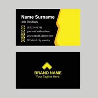 creative business card template, Modern and simple business card design with yellow and dark black color vector