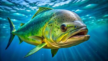 Mahi-mahi fish realistic image under the water close up view. . photo