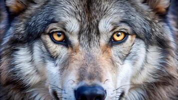 Eyes of wolf. dangerous mammal. close up view. . photo