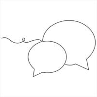 Continuous speech bubble single line art drawing dialogue speech bubble outline design vector