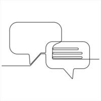 Continuous speech bubble single line art drawing of dialogue speech bubble border line art vector