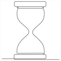 Continuous single line drawing of hourglass with flow sand Retro timer as time passing concept illustration vector