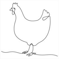 Continuous single line drawing of chicken hen simple line art design illustration vector