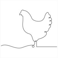 Continuous single line art drawing of chicken chicken hen simple line art outline illustration vector