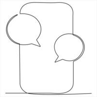 Continuous speech bubble single line drawing of dialogue speech bubble vector