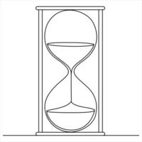 Continuous single line drawing of hourglass outline design vector
