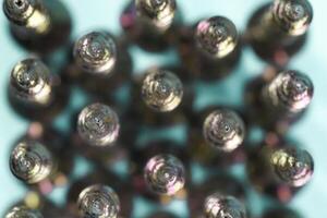 top view of row of screw tips taken with macro shot photo