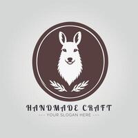 Handmade craft logo template with a llama head vector