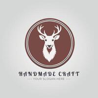 Handmade craft logo design with deer head vector