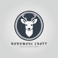 Handmade craft logo design with deer head vector