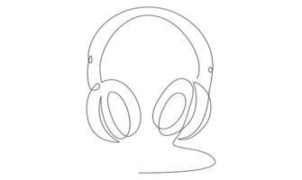 Minimalism one Continuous line drawing of headphones speaker headset gadget vector
