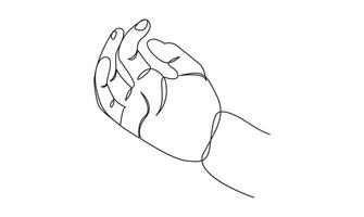 Continuous one line holding hand on white background minimalist illustration vector