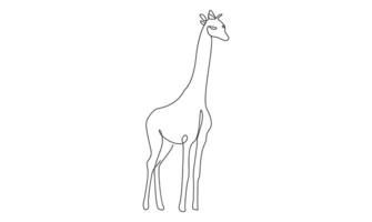 one continuous outline Giraffe drawing and simple minimalist design and premium minimalist vector