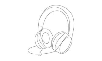 one Continuous line drawing of headphones speaker premium minimalist vector