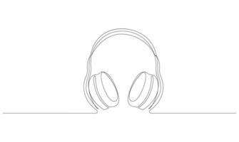 Simple one Continuous line drawing of headphones speaker headset gadget and earphones devices minimalist. vector