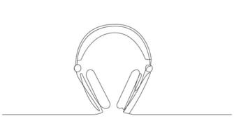 one Continuous line drawing of headphones speaker headset gadget minimalist vector