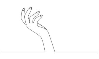 Continuous one line holding hand on white background minimalist premium illustration vector