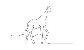 Premium Giraffe one continuous outline drawing and simple minimalist design vector