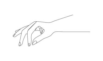Continuous one line holding hand on white background best use for logo vector
