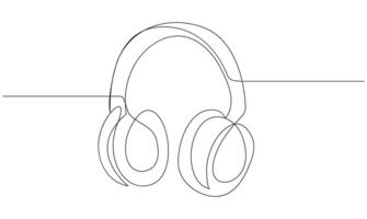 one Continuous line drawing of headphones speaker headset gadget best use for logo vector