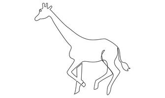 one continuous outline Giraffe drawing and simple minimalist design for logo banner vector