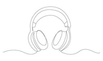 headphones speaker one Continuous line drawing of headset gadget and earphones devices minimalist. vector