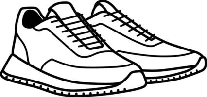 The Solid Line Icon of Running Shoes With Ties vector