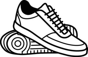 The Solid LIne Icon Of Flat Sneakers vector