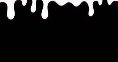 Milk or white liquid dripping animation. Dessert background with milk. Realistic drops of milk. Dripping milk. Motion graphic. 4K animation. Transparent background with alpha channel video