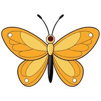 A cartoon butterfly with black wings and yellow eyes vector