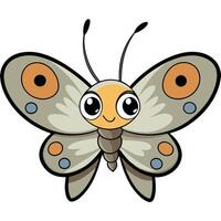A cartoon butterfly with big eyes and a smile vector