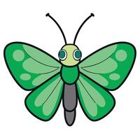 A green butterfly with black eyes and a white background vector