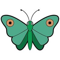 A cartoon butterfly with large eyes and a green body vector