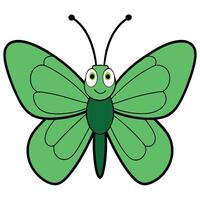 A cartoon green butterfly with a smile vector