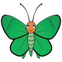 A cartoon green butterfly with a smile vector